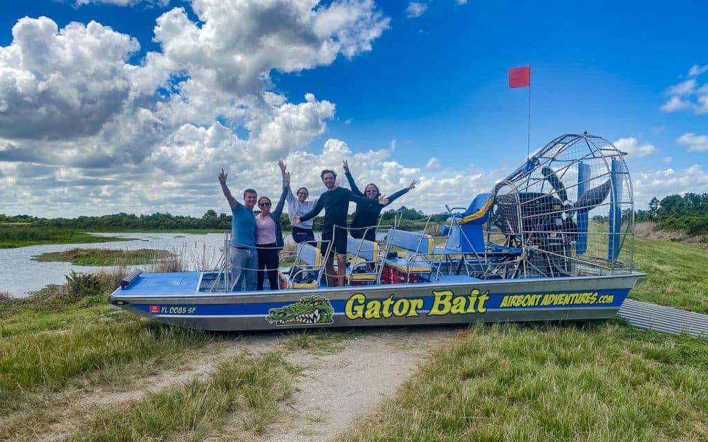 Gator Bait airboat gliding through the cypress-lined waterways of Blue Cypress Conservation Area near Vero Beach