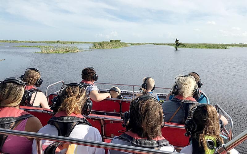 Aircraft-grade headsets provided on every Gator Bait airboat ride for a comfortable narrated tour experience